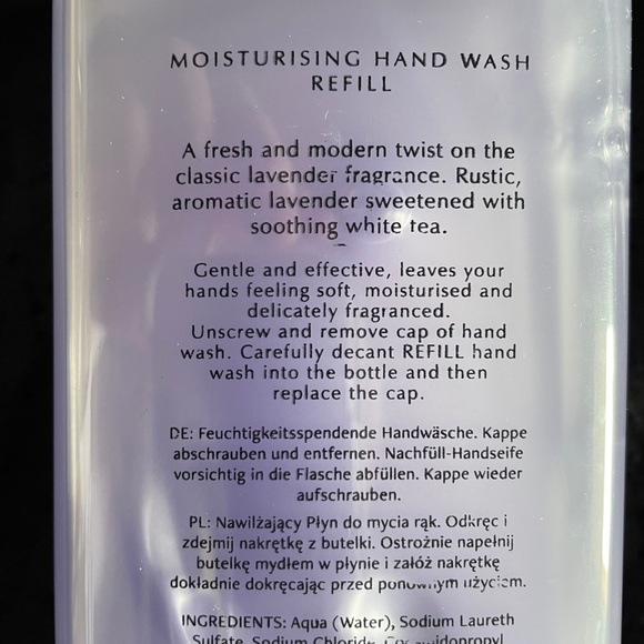Lavender & White Tea Moisturizing Hand Wash by Pecksniff's England. 1L. bottle - Picture 4 of 6
